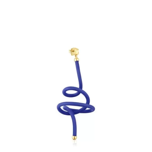 Sale Blue bear spiral and silver vermeil St. Tropez Caucho 1/2 Earring Silver Earrings | Large Earrings