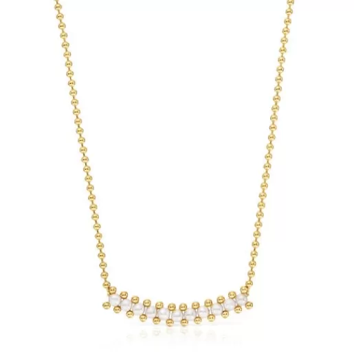 Clearance Choker with 18kt gold plating over silver and cultured pearls Gloss Silver Necklaces | Chokers