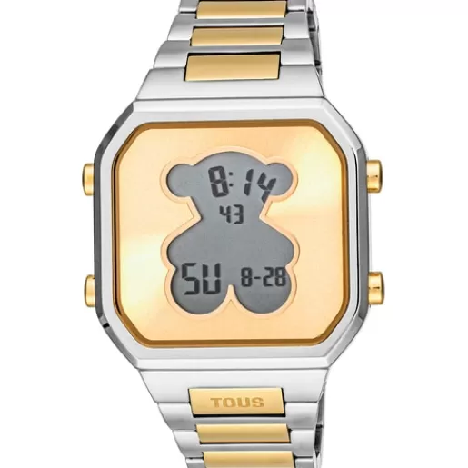 Sale Digital Watch with stainless steel bracelet and gold-colored IPG steel D-BEAR For Her