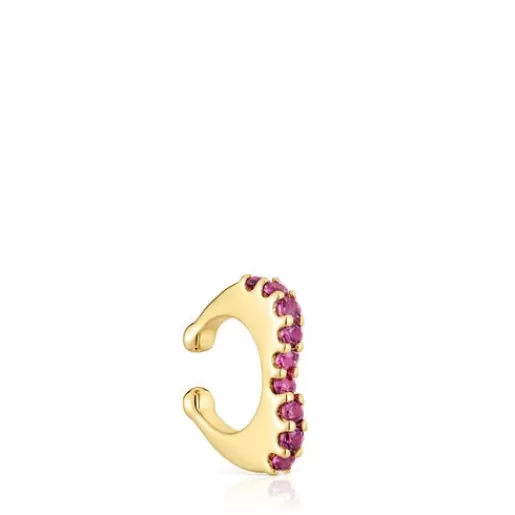 Outlet Earcuff with 18kt gold plating over silver and rhodolite My Other Half Silver Earrings