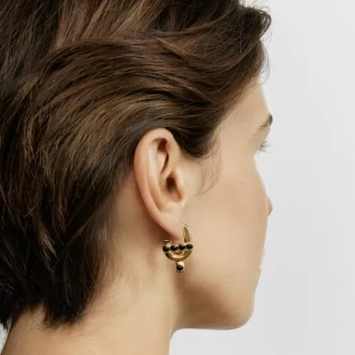 New Earrings with 18kt gold plating over silver and onyx MANIFESTO Silver Earrings