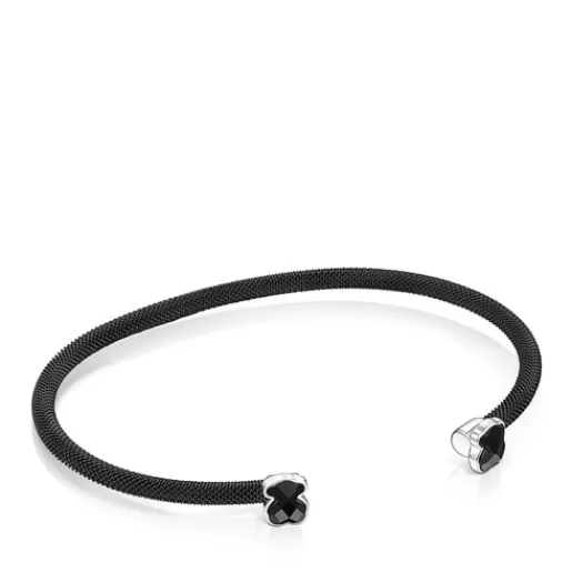 New Fine black IP Steel Mesh Color Bracelet with Onyx Silver Bracelets | Bangle Bracelets