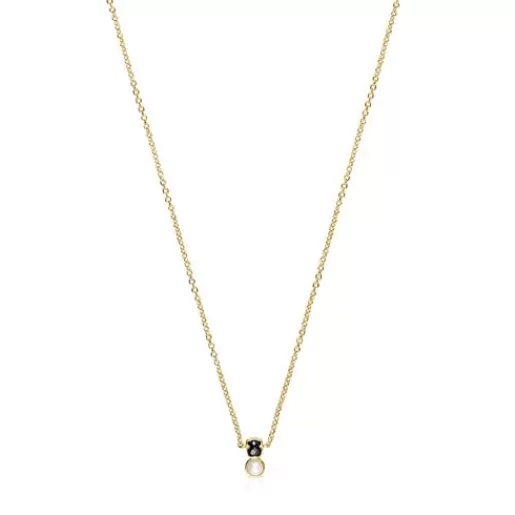 Clearance Glory Necklace in Silver Vermeil with Onyx and Pearl Silver Necklaces | Short Necklaces