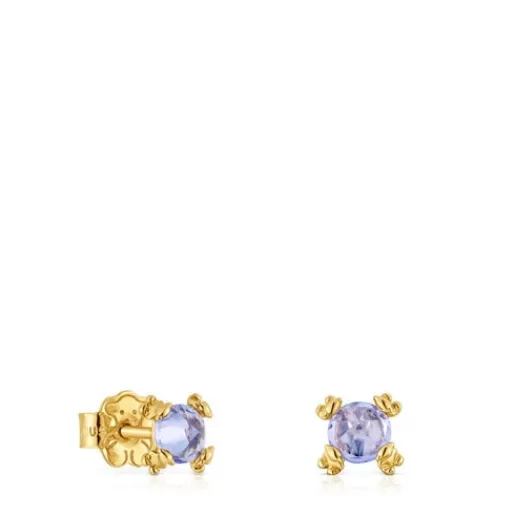 Sale Gold and tanzanite Earrings Color Pills Gold Earrings | Small Earrings