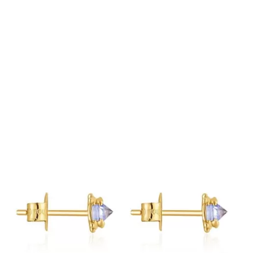Sale Gold and tanzanite Earrings Color Pills Gold Earrings | Small Earrings