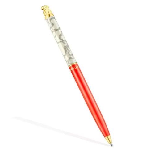 Sale Gold colored IP steel Kaos Ballpoint pen lacquered in red Other Accessories
