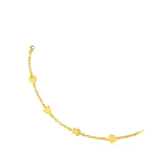 Sale Gold Sweet Dolls Bracelet with Flower, Tulip, Heart and Bear motifs Kids Gold Bracelets | Chain Bracelets