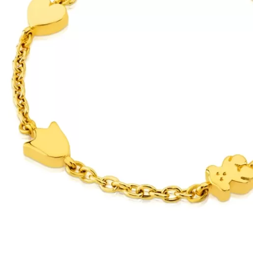 Sale Gold Sweet Dolls Bracelet with Flower, Tulip, Heart and Bear motifs Kids Gold Bracelets | Chain Bracelets
