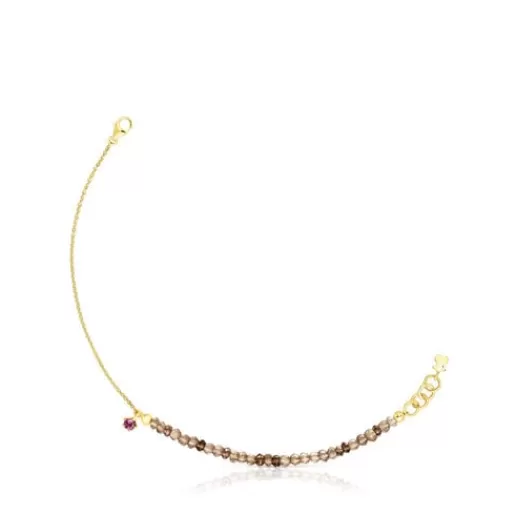 Outlet Gold Cool Joy Bracelet with smoky quartz and rhodolite Gold Bracelets | Chain Bracelets