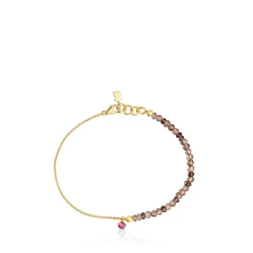 Outlet Gold Cool Joy Bracelet with smoky quartz and rhodolite Gold Bracelets | Chain Bracelets