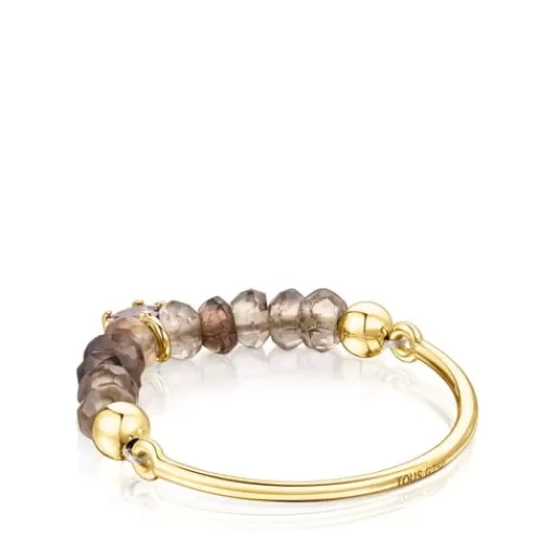 Cheap Gold Cool Joy Ring with smoky quartz and rhodolite 分类为空 | Small Rings