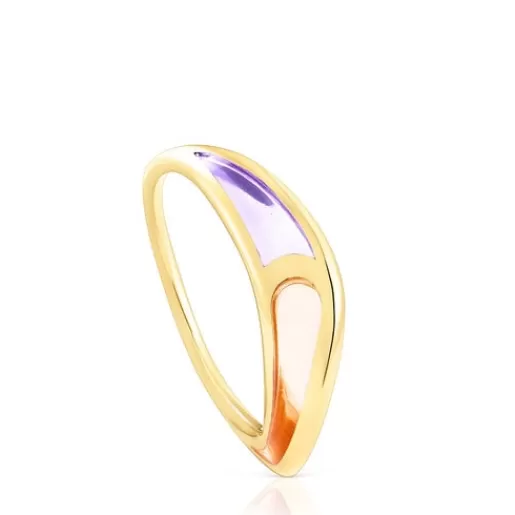 Online Gregal ring in silver vermeil with lilac and orange enamel Silver Rings | Medium Rings