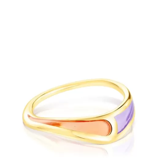 Online Gregal ring in silver vermeil with lilac and orange enamel Silver Rings | Medium Rings