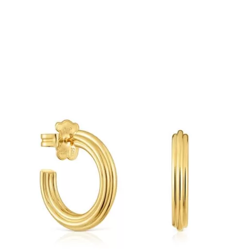 Outlet 18kt gold plating over silver Hoop earrings and flower motif 1950 Silver Earrings | Hoop Earrings