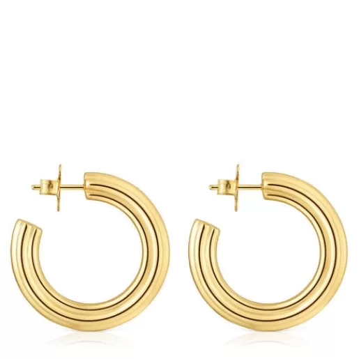 Shop 18kt gold plating over silver long Hoop earrings with flower motif 1950 Silver Earrings | Large Earrings