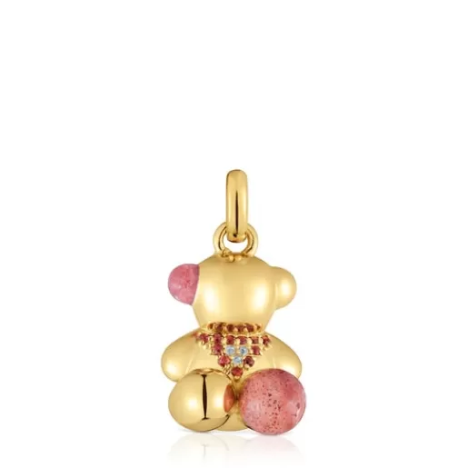 Shop 18kt gold plating over silver love bear Pendant with gemstones X LEA COLOMBO Silver Pendants | Medium Pendants