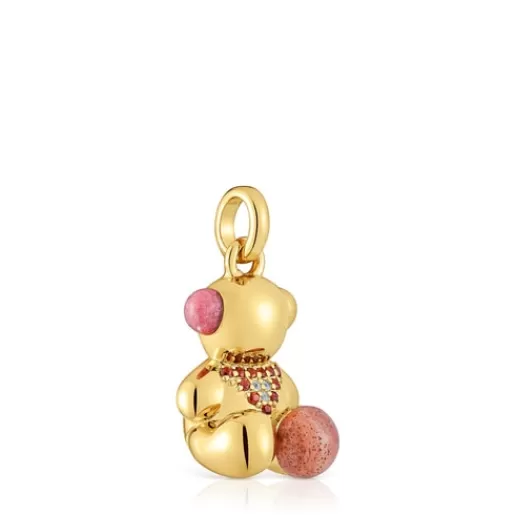 Shop 18kt gold plating over silver love bear Pendant with gemstones X LEA COLOMBO Silver Pendants | Medium Pendants