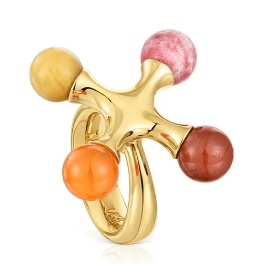 Online 18kt gold plating over silver Ring with gemstones X LEA COLOMBO Silver Rings