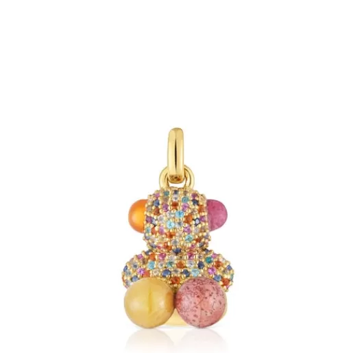 Online 18kt gold plating over silver vibration bear Pendant with gemstones X LEA COLOMBO Silver Pendants | Medium Pendants