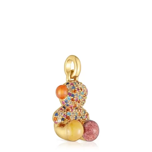 Online 18kt gold plating over silver vibration bear Pendant with gemstones X LEA COLOMBO Silver Pendants | Medium Pendants
