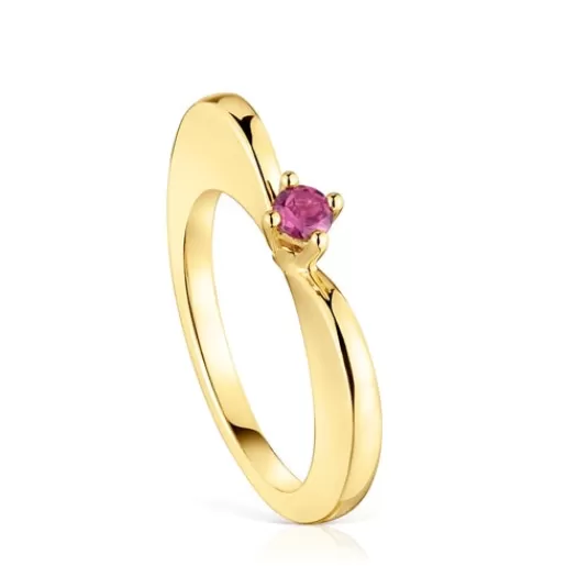 Cheap Large heart Ring with 18kt gold plating over silver and rhodolite My Other Half Silver Rings | Large Rings