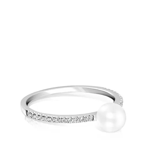 Shop Les Classiques Ring in White gold with Diamonds and Pearl 分类为空 | Diamond Rings