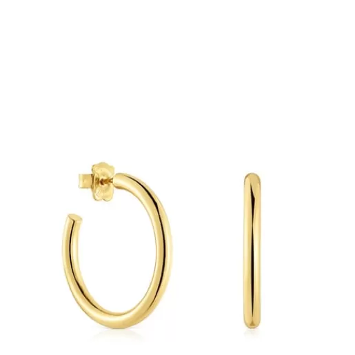 Online Long 28 mm Hoop earrings with 18kt gold plating over silver Basics Silver Earrings | Large Earrings