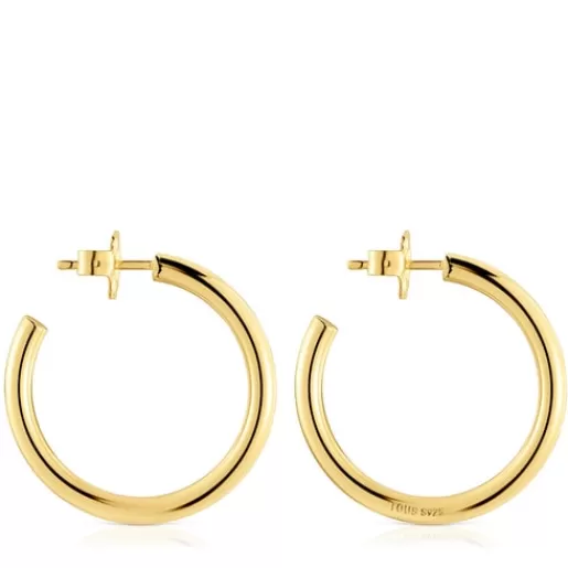 Online Long 28 mm Hoop earrings with 18kt gold plating over silver Basics Silver Earrings | Large Earrings