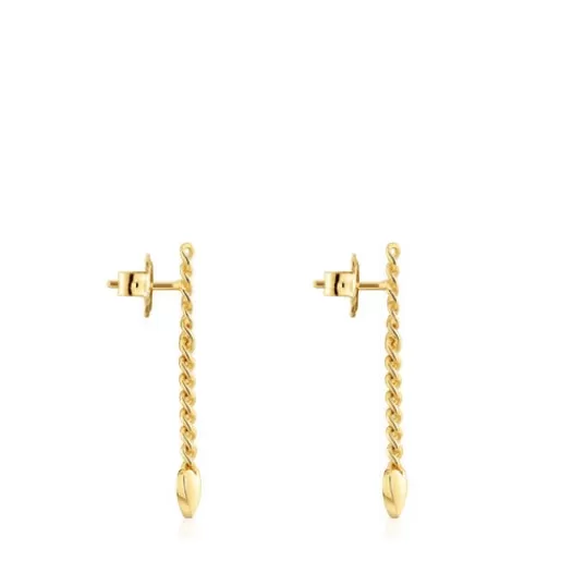 New Long 18kt gold plating over silver heart Earrings Bold Motif Silver Earrings | Large Earrings