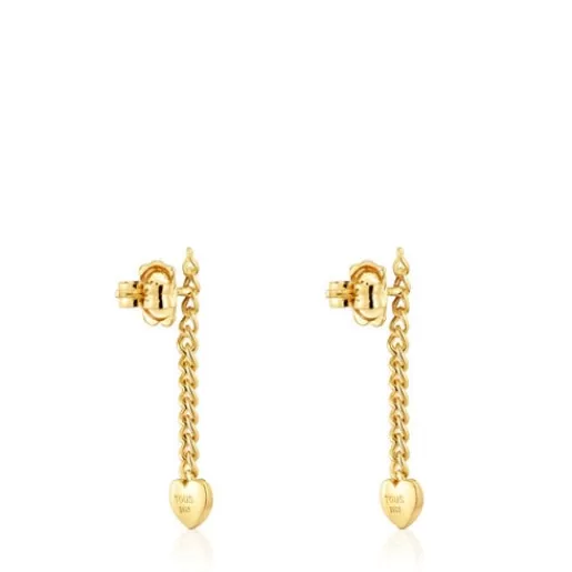 New Long 18kt gold plating over silver heart Earrings Bold Motif Silver Earrings | Large Earrings