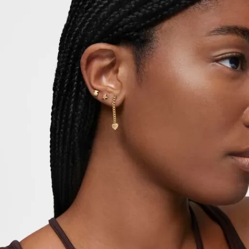 New Long 18kt gold plating over silver heart Earrings Bold Motif Silver Earrings | Large Earrings