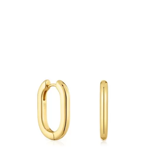 Hot Long 22 mm Hoop earrings with 18kt gold plating over silver Basics Silver Earrings | Large Earrings