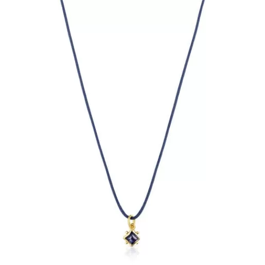 Cheap Magic Nature Necklace with iolite and blue cord Silver Necklaces | Long Necklaces