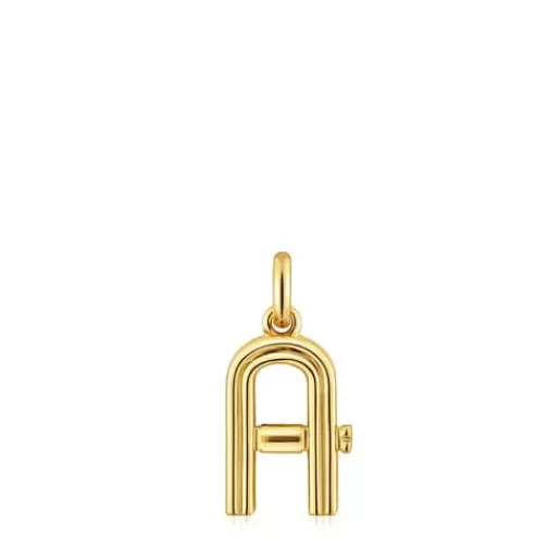 Sale Medium 18kt gold plating over silver letter A Pendant Alphabet Silver Pendants | Medium Pendants