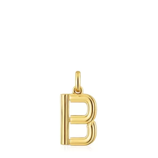Sale Medium 18kt gold plating over silver letter B Pendant Alphabet Silver Pendants | Medium Pendants