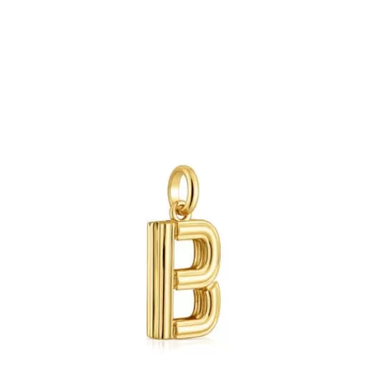 Sale Medium 18kt gold plating over silver letter B Pendant Alphabet Silver Pendants | Medium Pendants