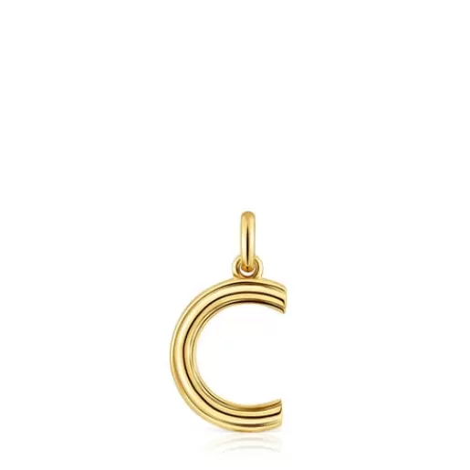 Cheap Medium 18kt gold plating over silver letter C Pendant Alphabet Silver Pendants | Medium Pendants