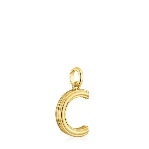 Cheap Medium 18kt gold plating over silver letter C Pendant Alphabet Silver Pendants | Medium Pendants