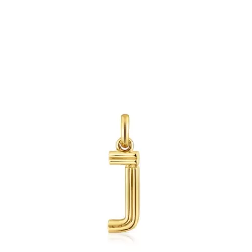 Cheap Medium 18kt gold plating over silver letter J Pendant Alphabet Silver Pendants | Medium Pendants