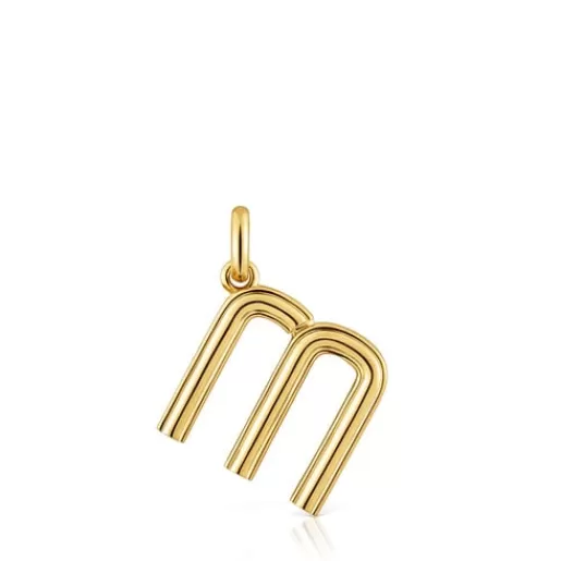 Outlet Medium 18kt gold plating over silver letter M Pendant Alphabet Silver Pendants | Medium Pendants