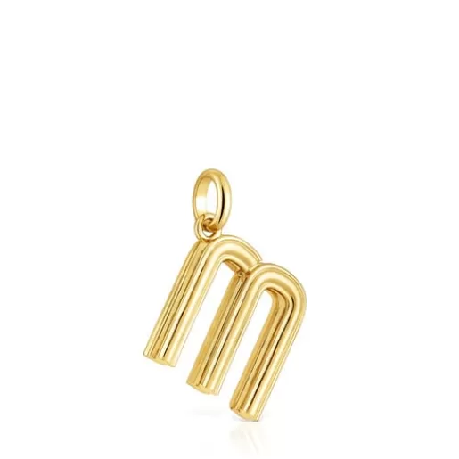 Outlet Medium 18kt gold plating over silver letter M Pendant Alphabet Silver Pendants | Medium Pendants