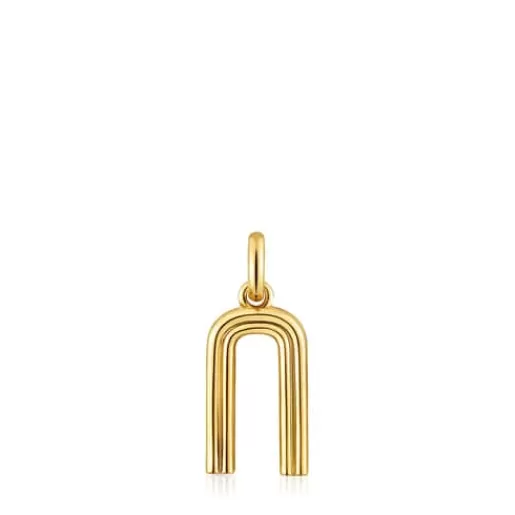 Clearance Medium 18kt gold plating over silver letter N Pendant Alphabet Silver Pendants | Medium Pendants