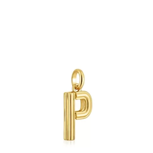 Clearance Medium 18kt gold plating over silver letter P Pendant Alphabet Silver Pendants | Medium Pendants