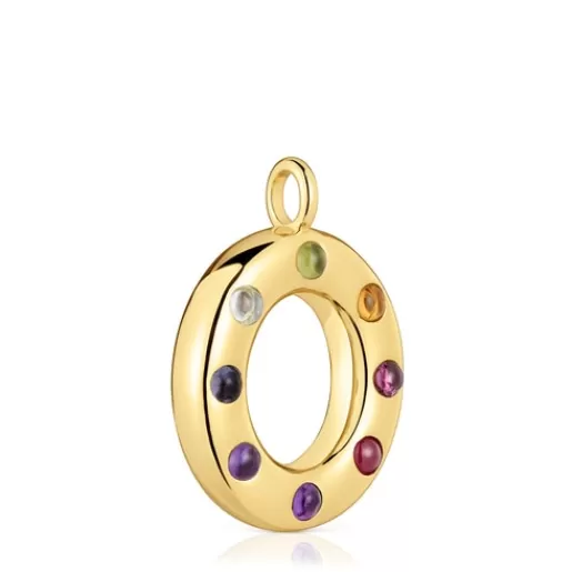 Shop Medium Pendant with 18kt gold plating over silver and gemstones Sugar Party Silver Pendants