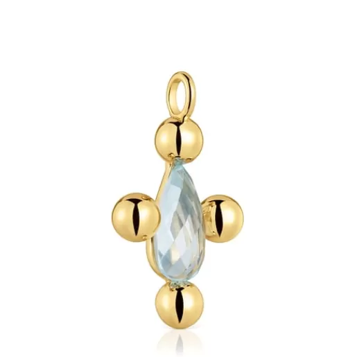 Cheap Medium Pendant with 18kt gold plating over silver and topaz Sugar Party Silver Pendants