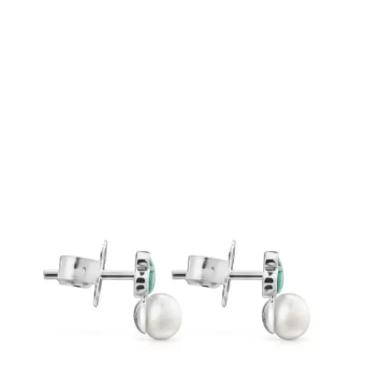 Cheap Mini Color Pendants in with Amazonite and Pearl Silver Earrings | Small Earrings