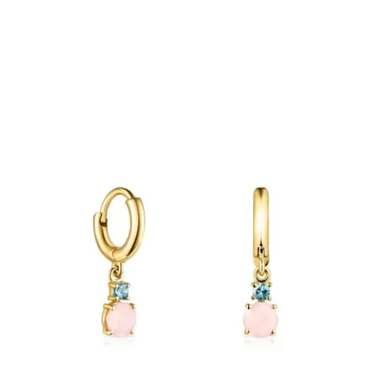 Outlet Mini Ivette short Earrings in with Opal and Topaz Gold Earrings | Hoop Earrings