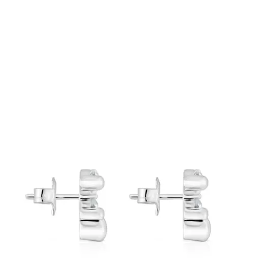 Sale 14 mm and rock crystal quartz bear motif Earrings Color Bear Small Earrings