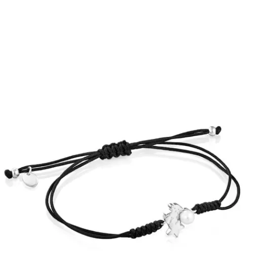 Cheap Nocturne Silver Bracelet with Pearl and Black Cord Silver Bracelets | Pearl Bracelets