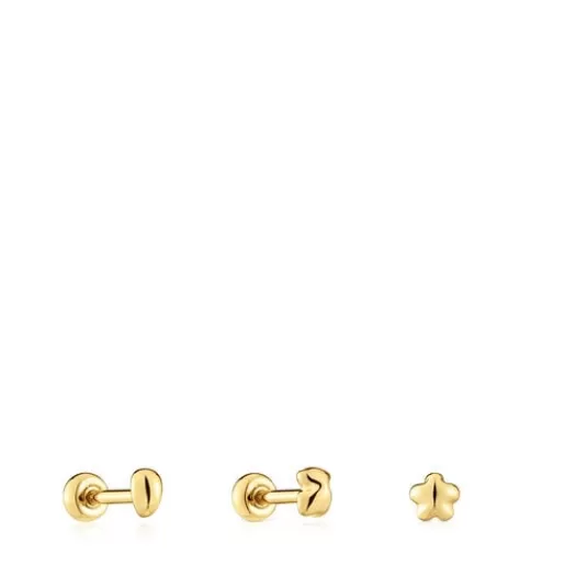 Cheap Pack of Balloon Ear piercings in gold-colored IP steel Small Earrings | Ear Piercing